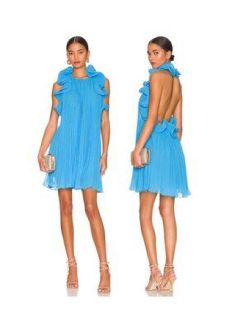 AMUR Mimi Ruffle Halter Mini Dress